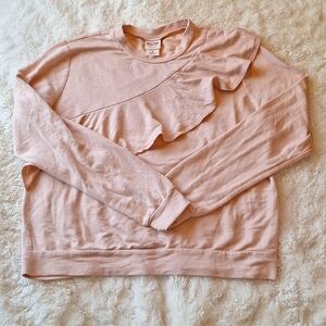 Pre-owned Mossimo Supply Co Light Pink Ruffle Crew Neck Sweatshirt Size XL